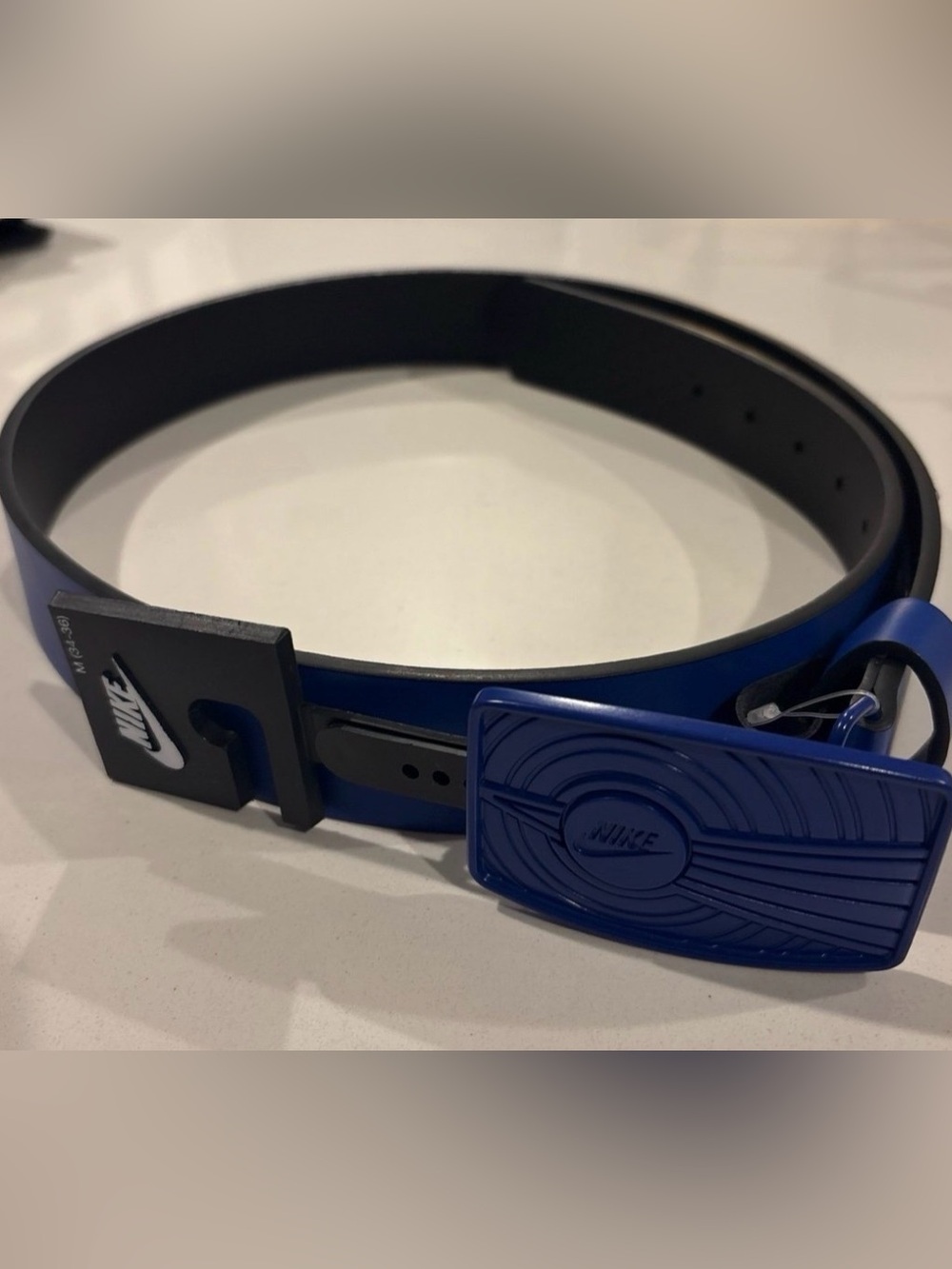 Nike Men’s Blue and Black Logo Belt